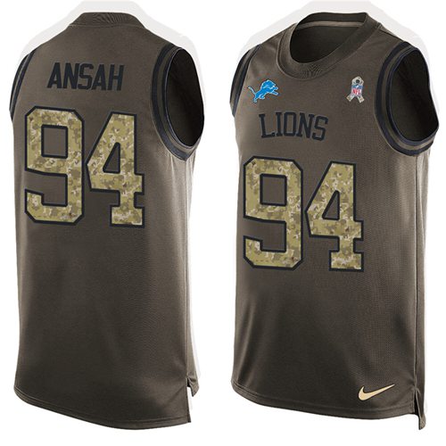 Nike Lions #94 Ziggy Ansah Green Men's Stitched NFL Limited Salute To Service Tank Top Jersey